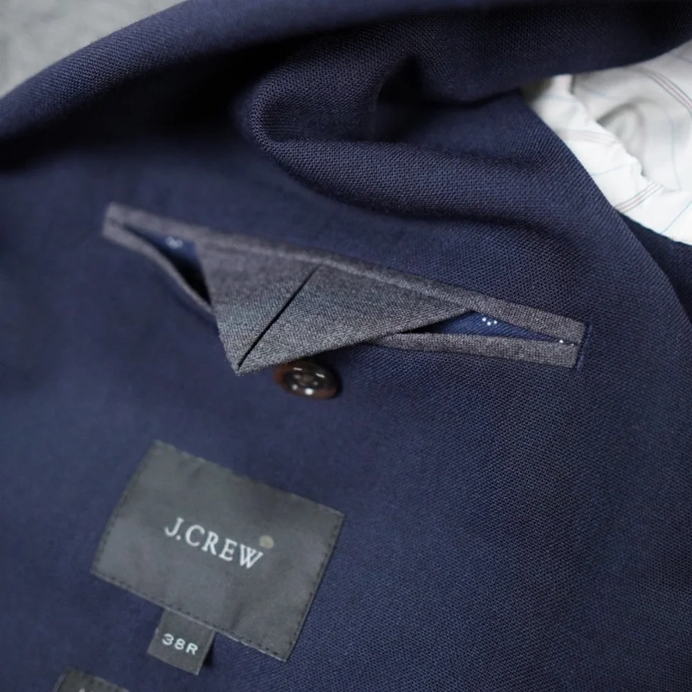J Crew Ludlow Traveler Sport Coat Blazer 38R Navy Tollegno 1900 Wool Hopsack